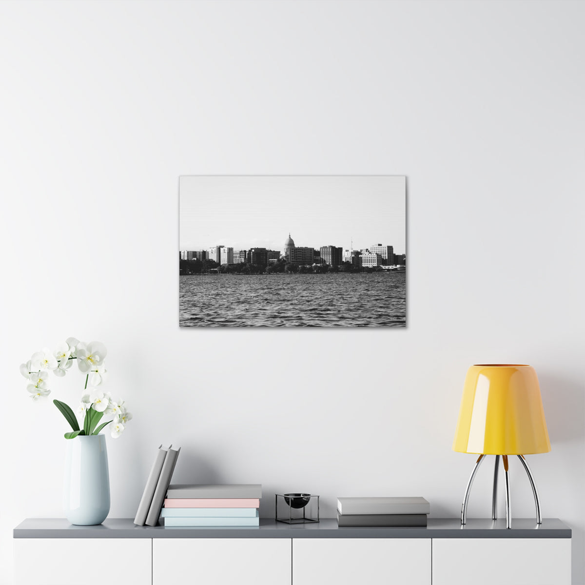 Madison Black White Skyline Canvas Artwork High-Quality Breathtaking Stunning Cityscape for Home Decor Ready to Hang-Express Your Love Gifts