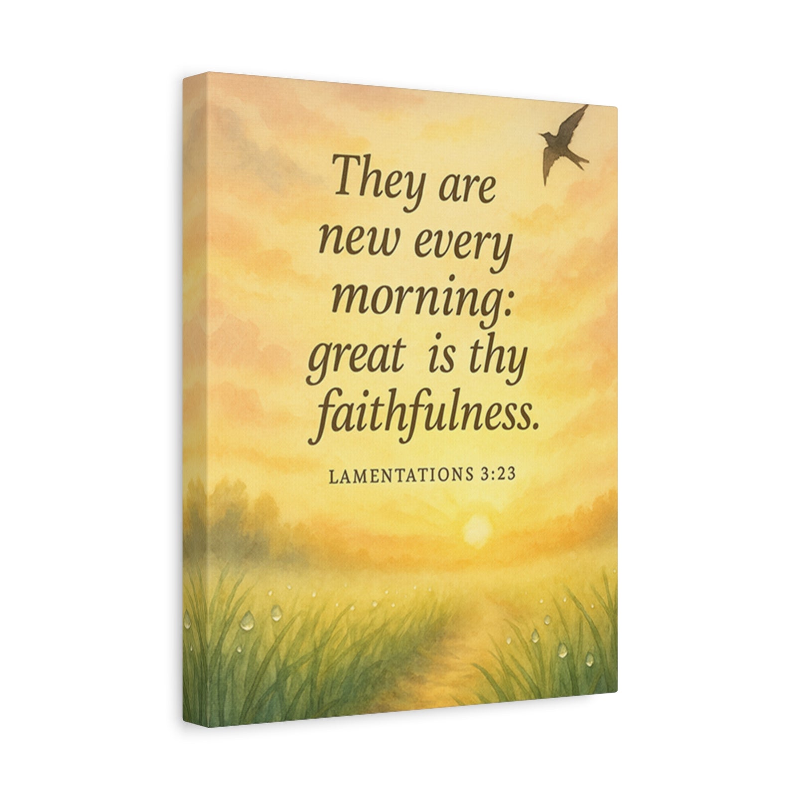 Bible Verse Canvas Lamentations 3:23 Christian Home Décor Wall Art Scripture Ready to Hang Faith Print-Express Your Love Gifts