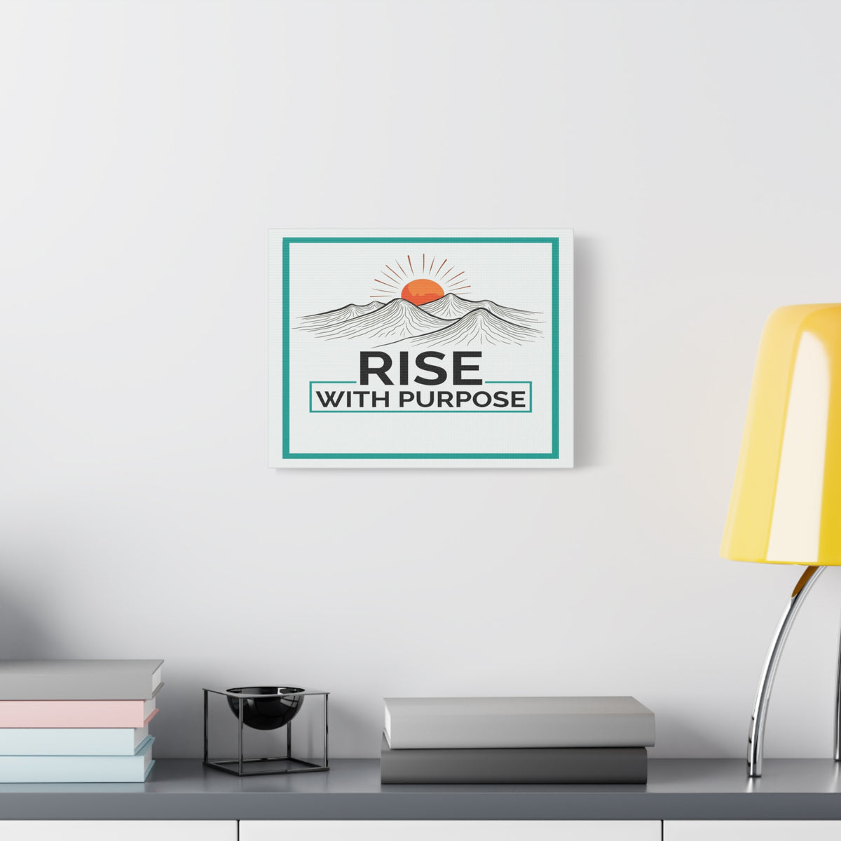 Rise With Purpose Inspirational Motivational Quote Canvas Wall Art for Home Decor Ready-to-Hang-Express Your Love Gifts