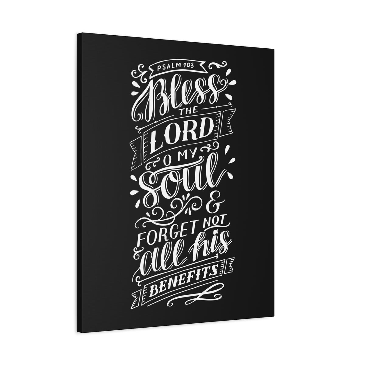 Scripture Canvas O My Soul Psalm 103 Black Christian Wall Art Bible Verse Print Ready to Hang-Express Your Love Gifts