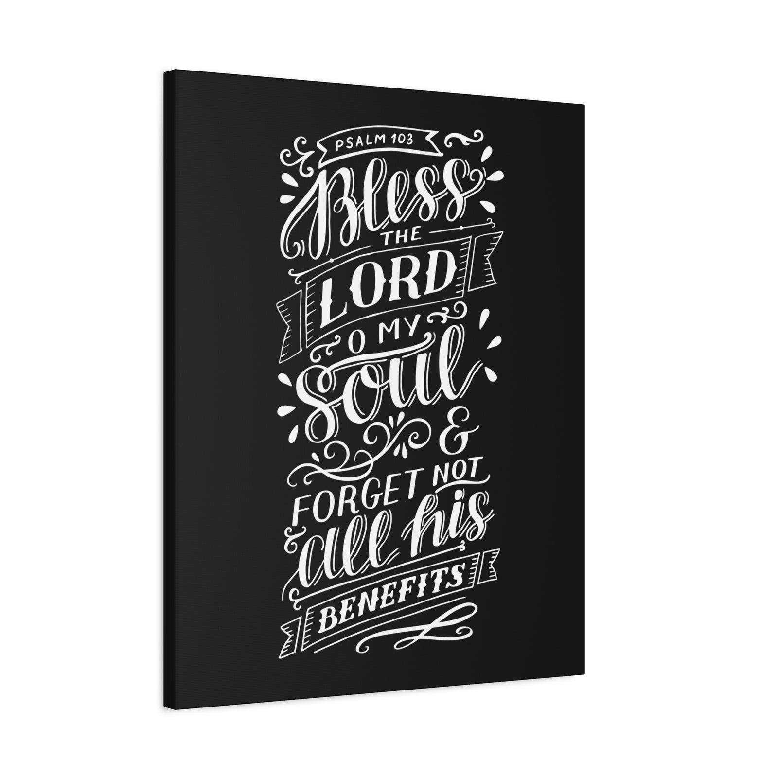 Scripture Canvas O My Soul Psalm 103 Black Christian Wall Art Bible Verse Print Ready to Hang-Express Your Love Gifts