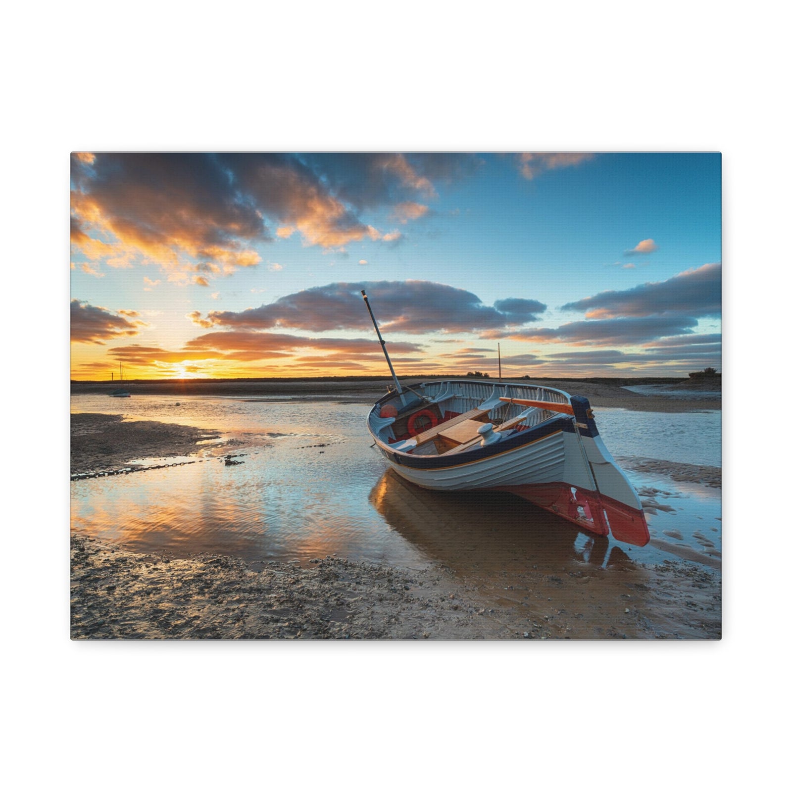 Stunning Sunset Over Fishing Boat Ocean Canvas Wall Art for Home Decor Ready-to-Hang-Express Your Love Gifts