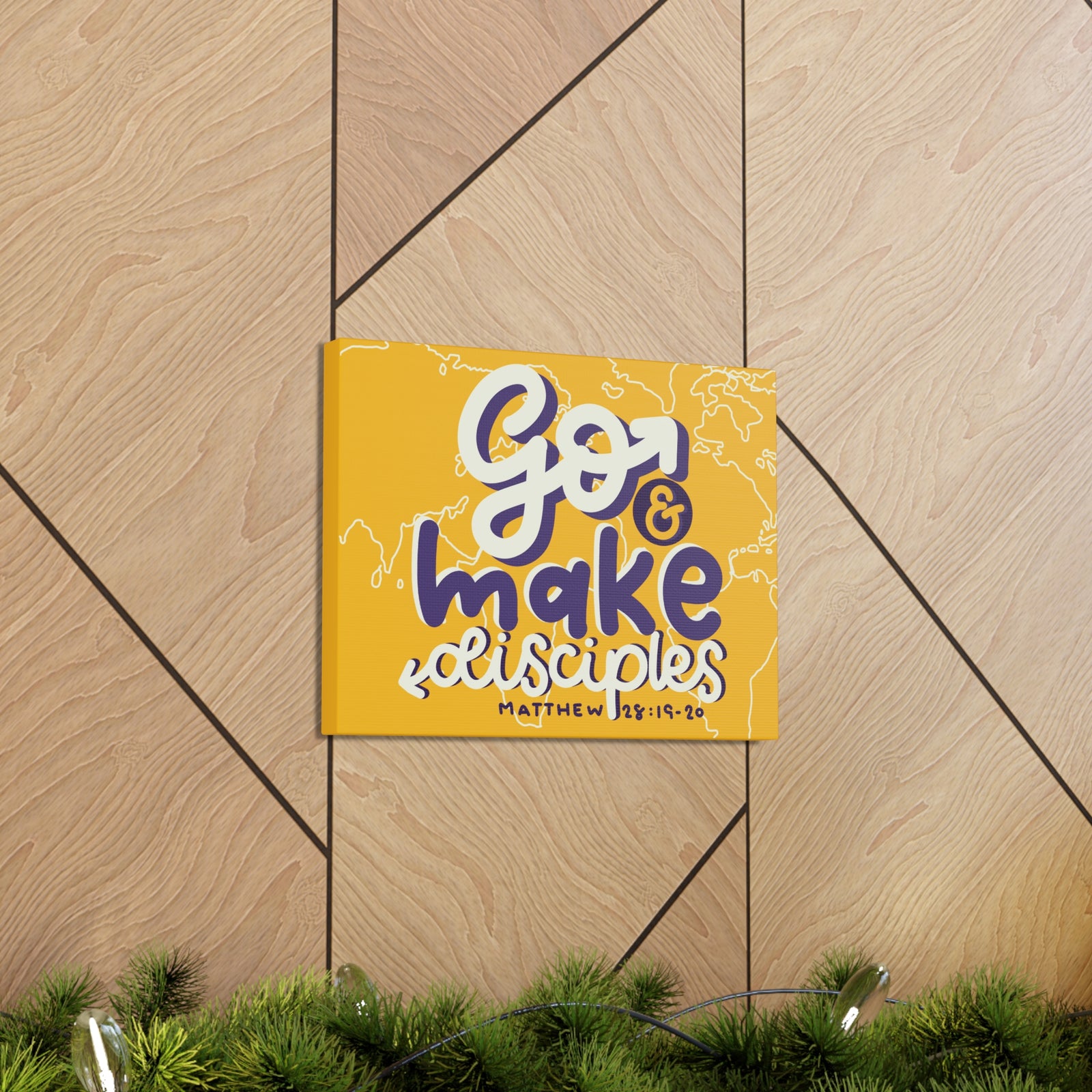Scripture Canvas Go And Make Disciples Matthew 28:19-20 Christian Wall Art Bible Verse Print Ready to Hang-Express Your Love Gifts