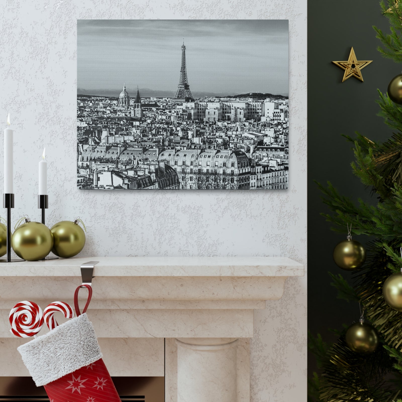 Paris Black And White Skyline Canvas Artwork High-Quality Breathtaking Stunning Cityscape for Home Decor Ready to Hang-Express Your Love Gifts