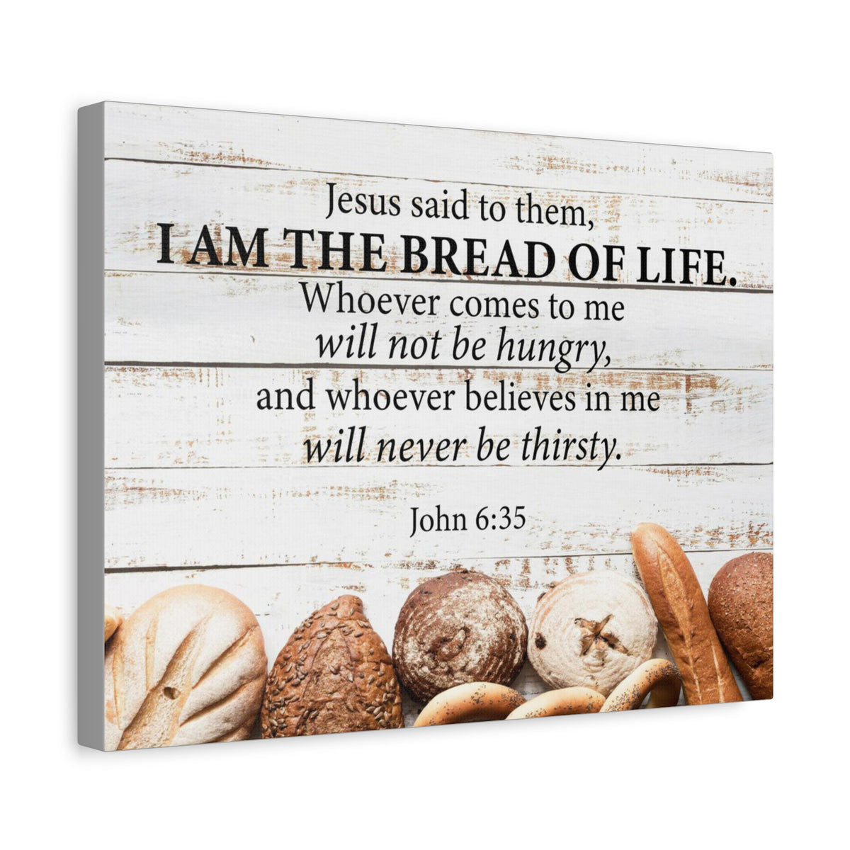Bible Verse Canvas Bread of Life John 6:35 Scripture Wall Art Christian Home Decor-Express Your Love Gifts