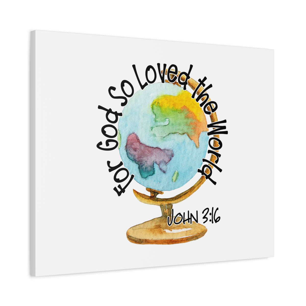 Scripture Canvas For God So Loved The World John 3:16 Christian Wall Art Bible Verse Print Ready to Hang-Express Your Love Gifts