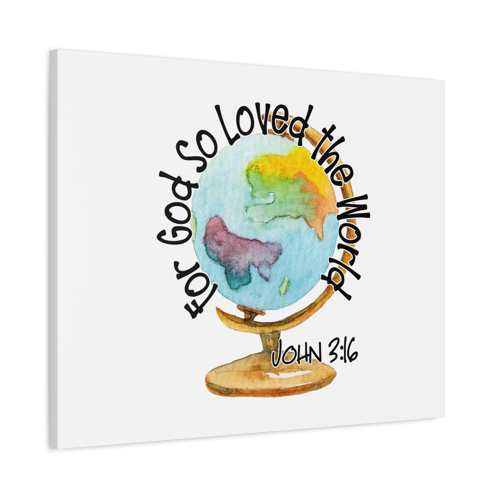 Scripture Canvas For God So Loved The World John 3:16 Christian Wall Art Bible Verse Print Ready to Hang-Express Your Love Gifts