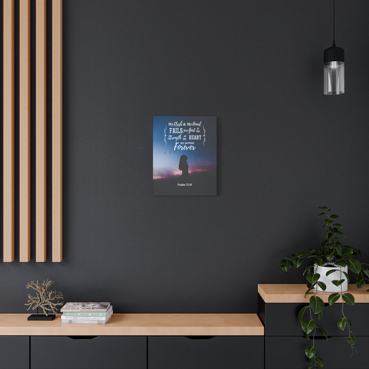 Scripture Canvas My Flesh and Heart Psalm 73:26 Christian Wall Art Bible Verse Print Ready to Hang-Express Your Love Gifts