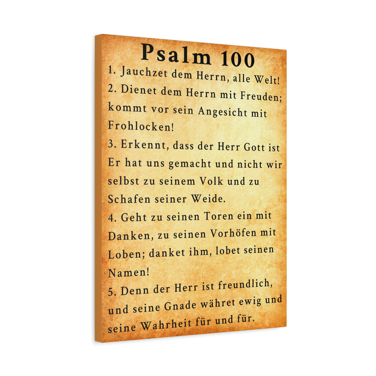 Scripture Walls Psalm 100 German Gold Bible Verse Canvas Christian Wall Art Ready to Hang Unframed-Express Your Love Gifts