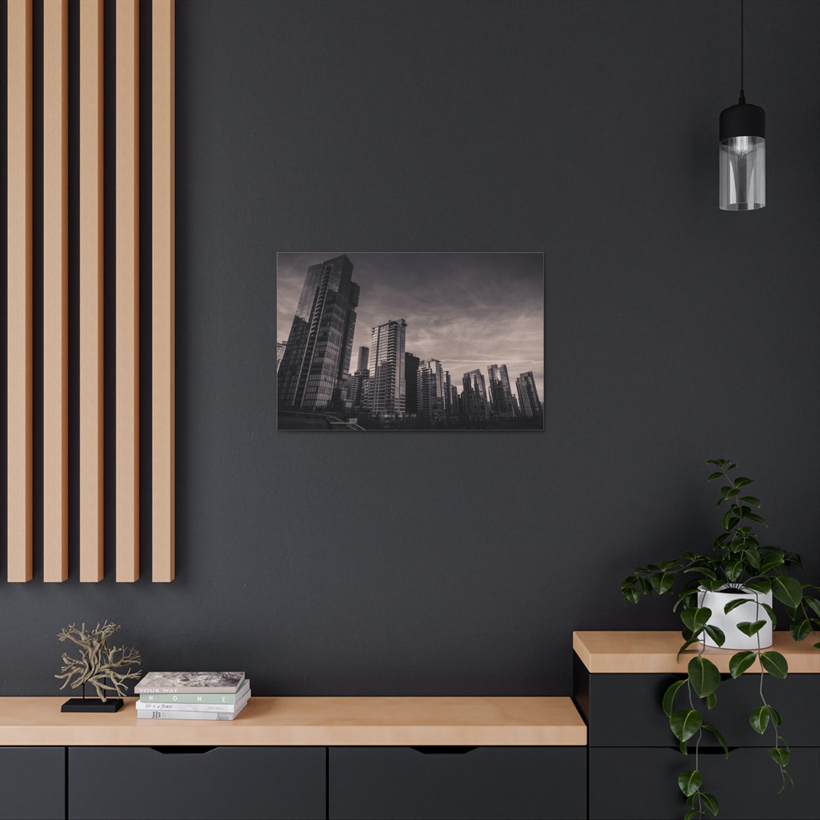 Vancouver Black And White Skyline Canvas Artwork High-Quality Breathtaking Stunning Cityscape for Home Decor Ready to Hang-Express Your Love Gifts