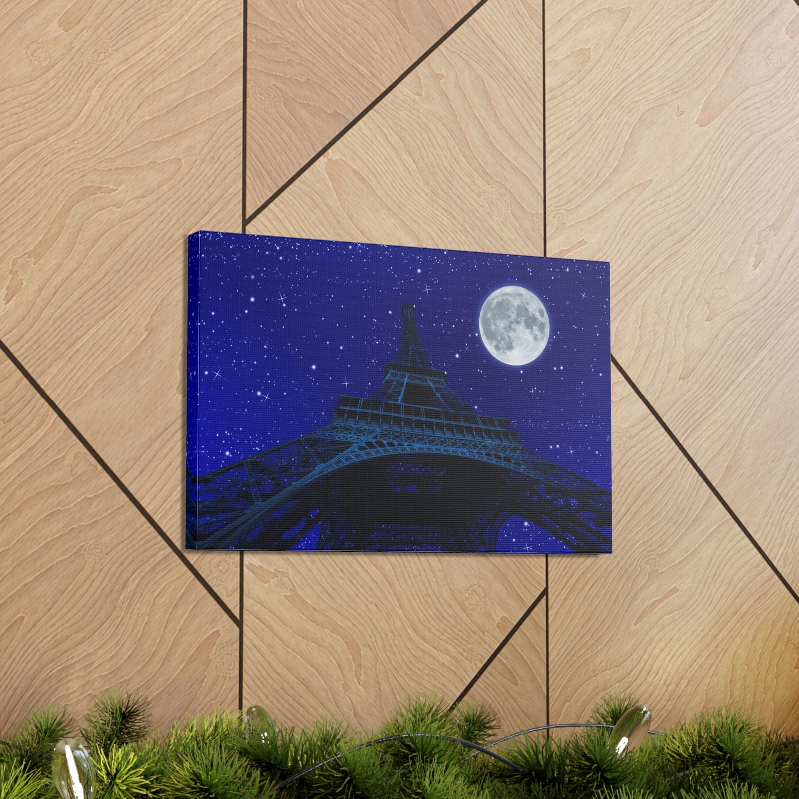 Paris Under Moonlight France Canvas Artwork High-Quality Breathtaking French City for Home Decor Ready to Hang-Express Your Love Gifts