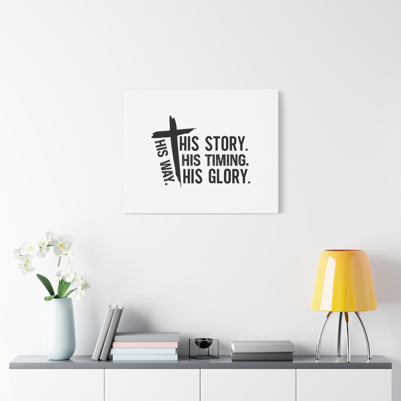 Scripture Canvas His Way Cross Psalm 37:5 Christian Wall Art Bible Verse Print Ready to Hang-Express Your Love Gifts