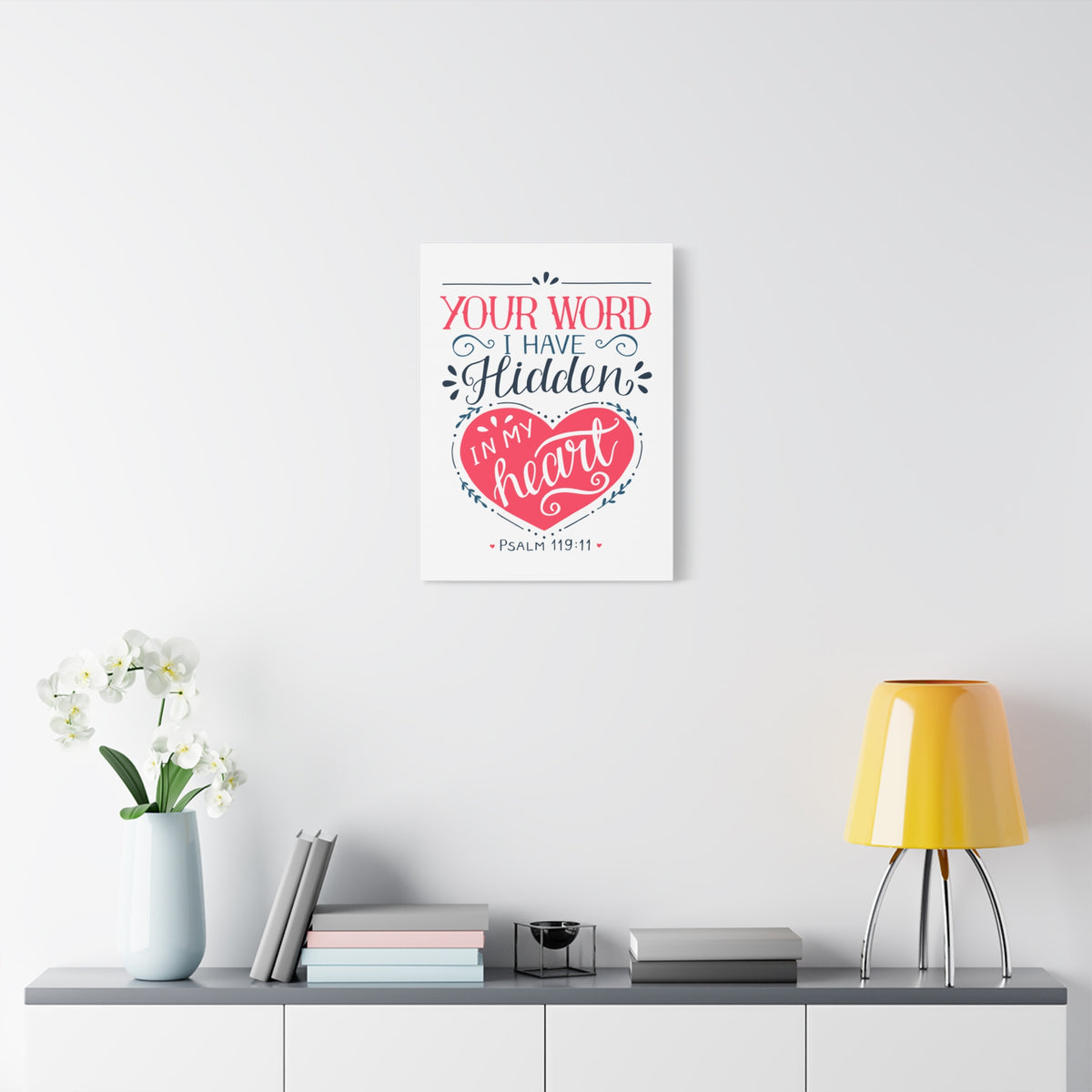 Scripture Canvas In My Heart Psalm 119:11 Christian Wall Art Bible Verse Print Ready to Hang-Express Your Love Gifts