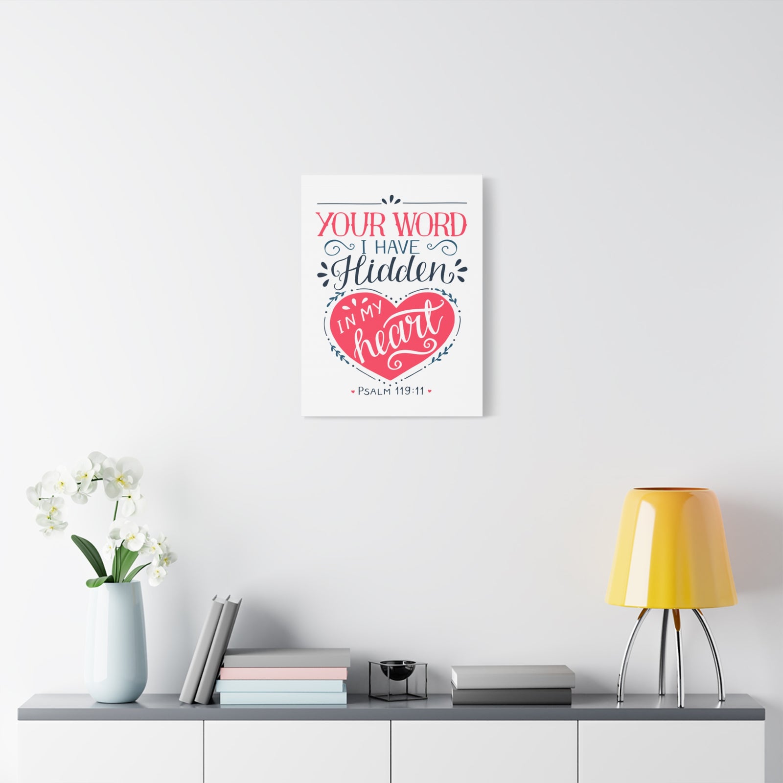 Scripture Canvas In My Heart Psalm 119:11 Christian Wall Art Bible Verse Print Ready to Hang-Express Your Love Gifts
