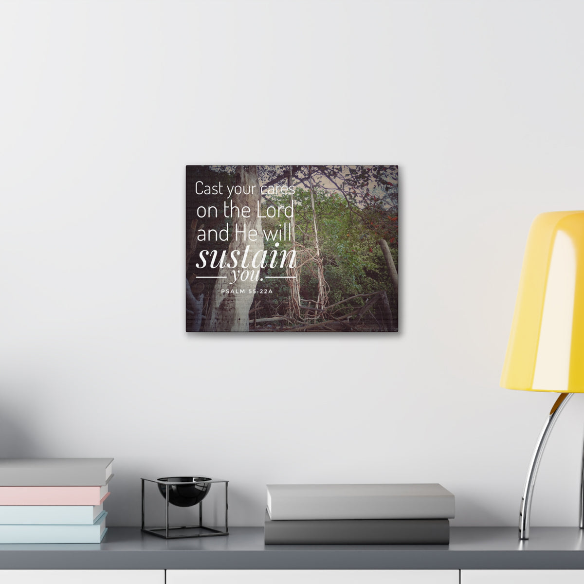 Scripture Walls He Will Sustain You Psalm 55:22 Bible Verse Canvas Christian Wall Art Ready to Hang-Express Your Love Gifts