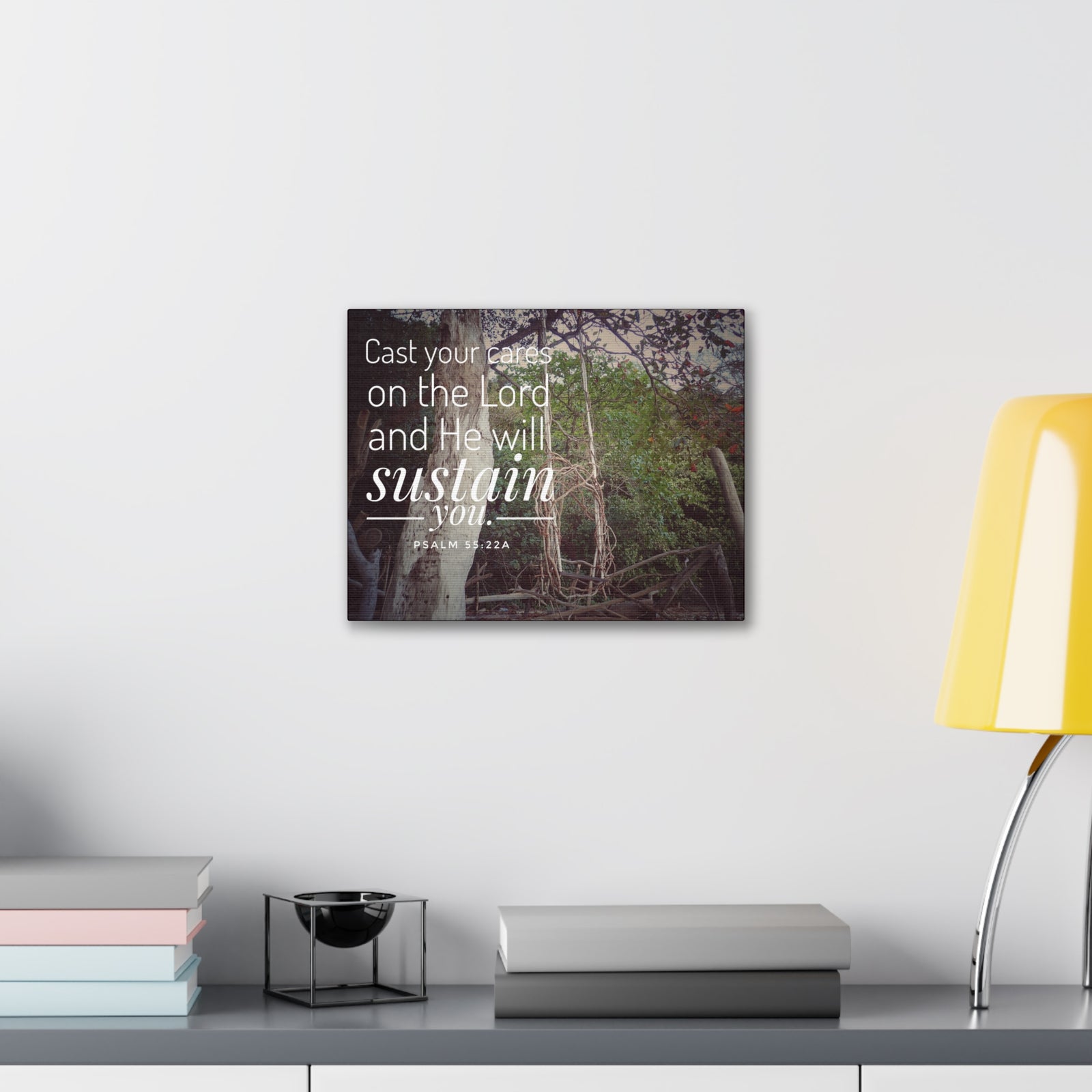 Scripture Walls He Will Sustain You Psalm 55:22 Bible Verse Canvas Christian Wall Art Ready to Hang-Express Your Love Gifts
