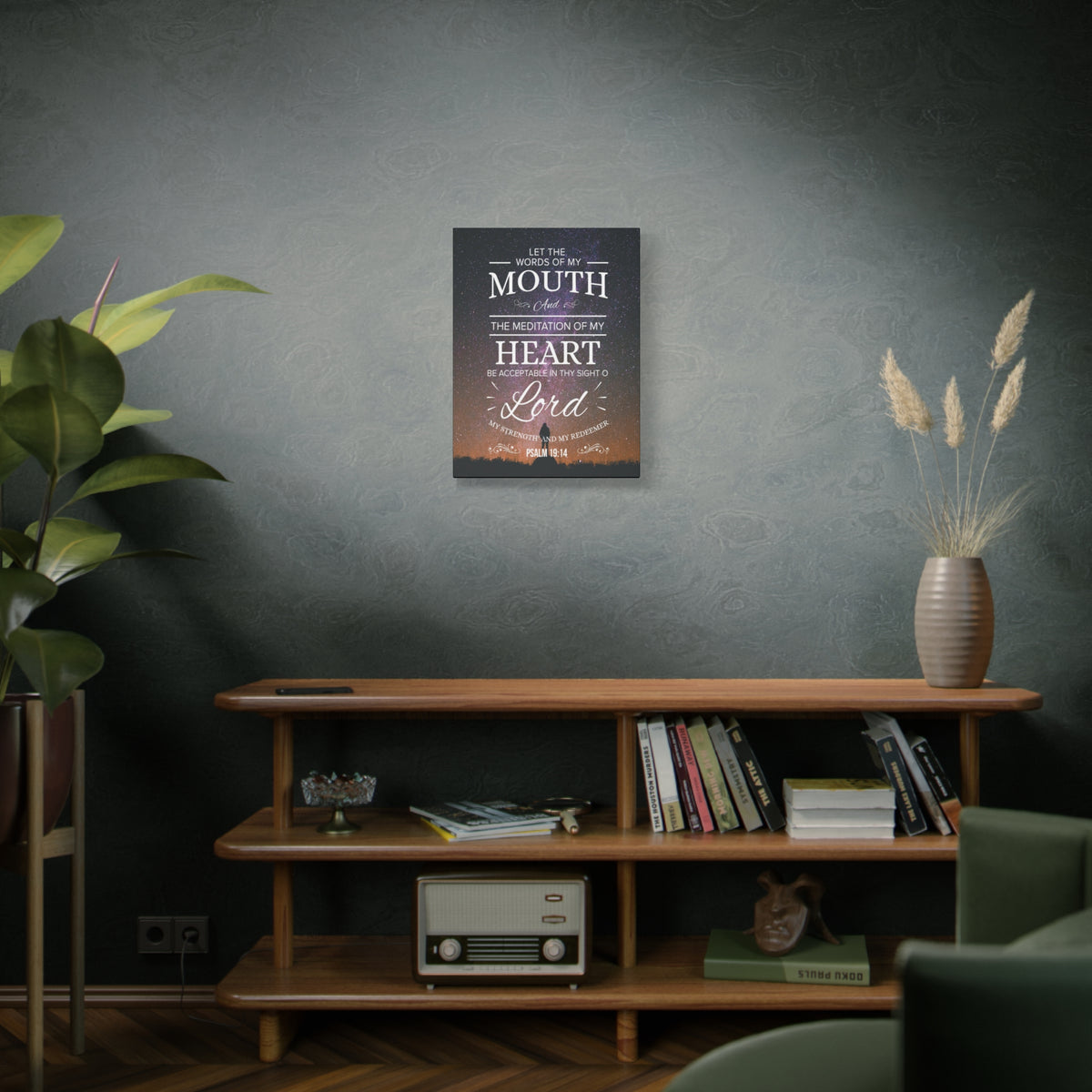 Scripture Canvas My Strength and Redeemer Psalm 19:14 Christian Wall Art Bible Verse Print Ready to Hang-Express Your Love Gifts