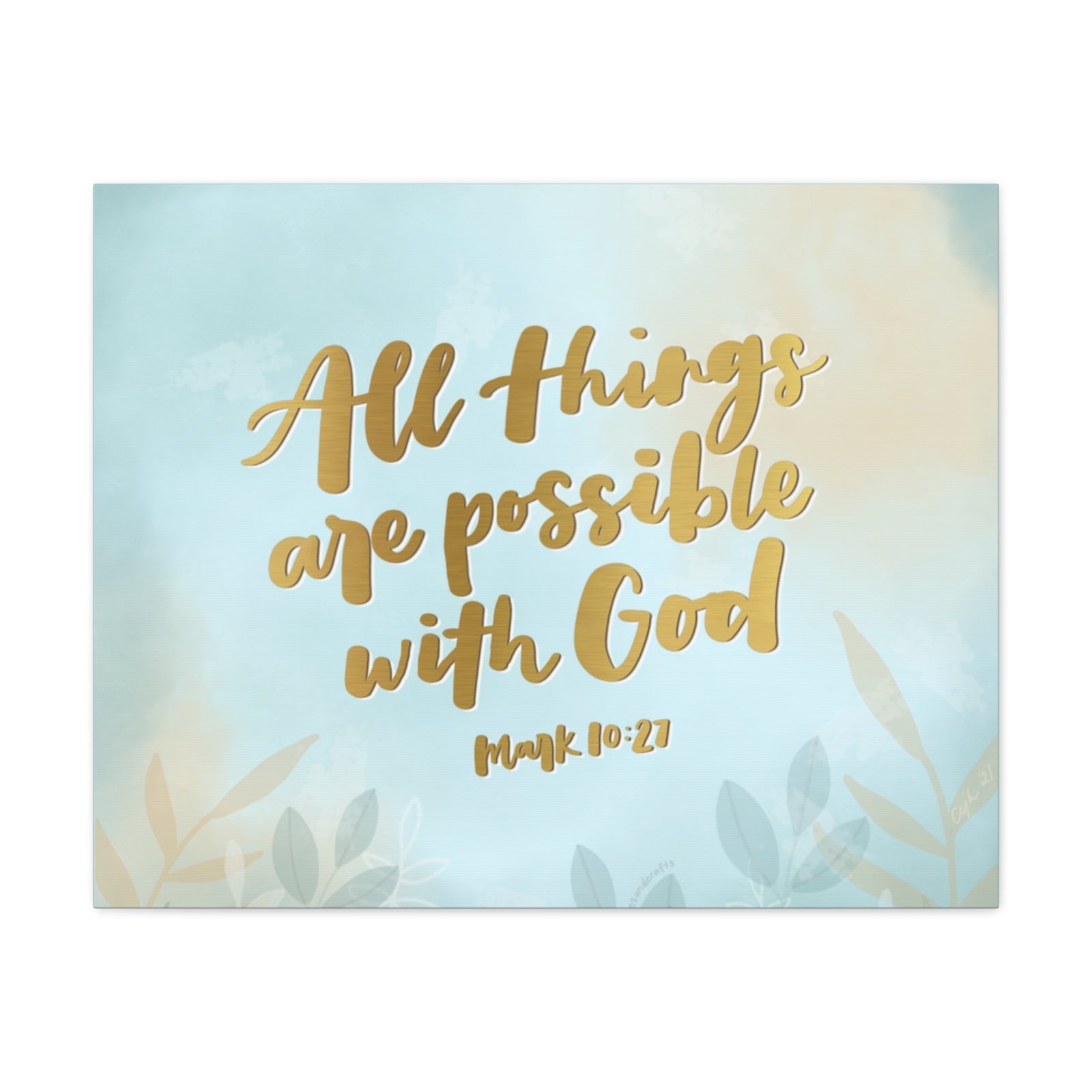 Scripture Canvas Possible With God Mark 10:27 Christian Wall Art Bible Verse Print Ready to Hang