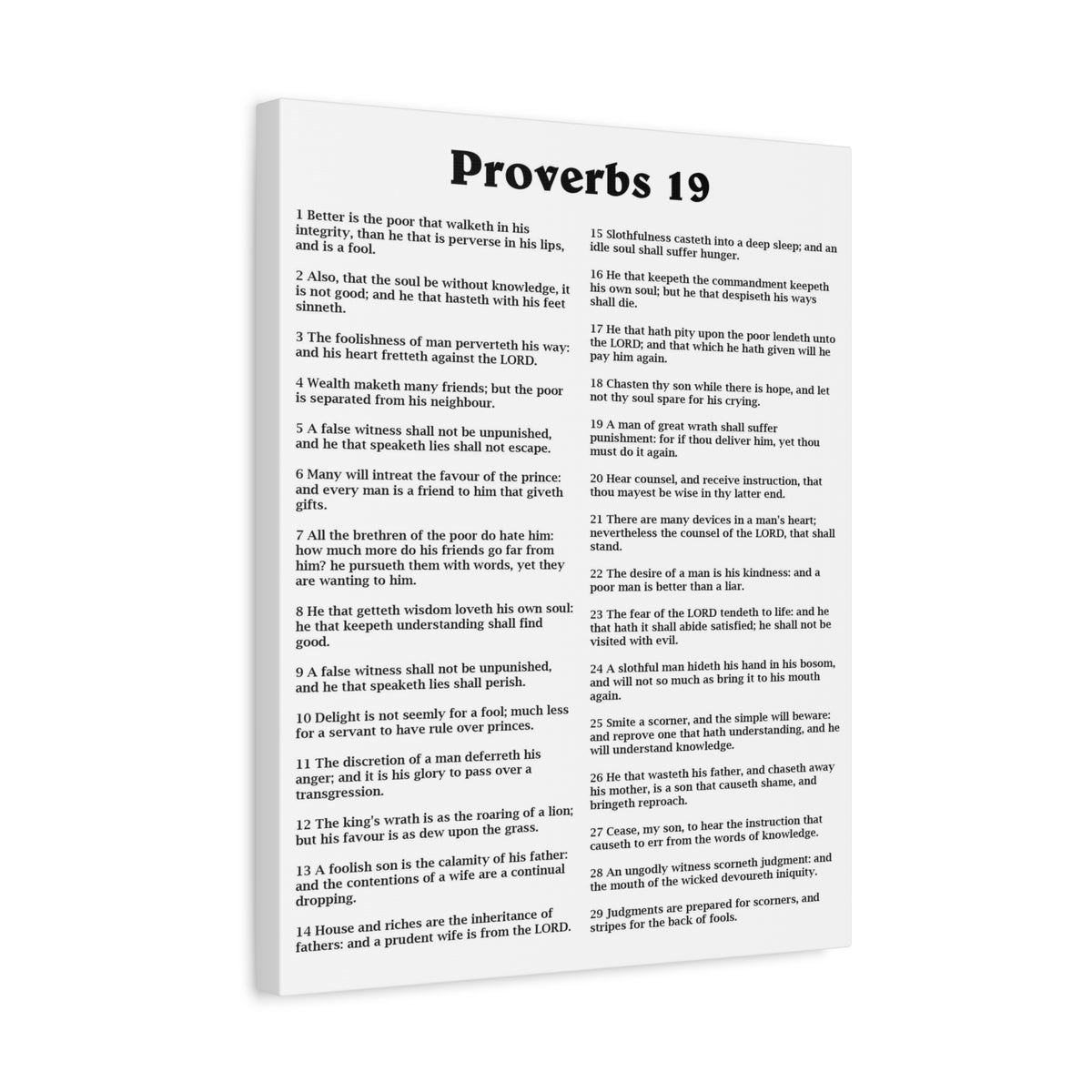 Scripture Walls Proverbs Chapter 19 White Bible Canvas Christian Wall Art Ready to Hang Unframed-Express Your Love Gifts