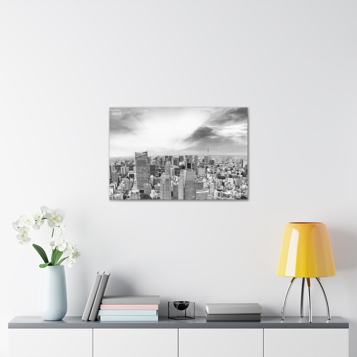 Tokyo Black And White Skyline Canvas Artwork High-Quality Breathtaking Stunning Cityscape for Home Decor Ready to Hang-Express Your Love Gifts