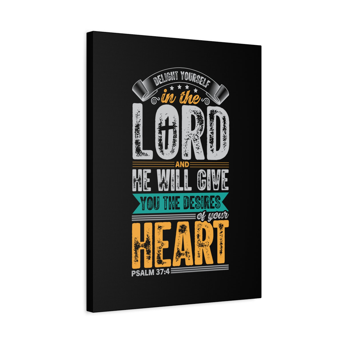 Scripture Walls Desires Of Your Heart Psalm 37:4 Yellow Heart Bible Verse Canvas Christian Wall Art Ready to Hang-Express Your Love Gifts