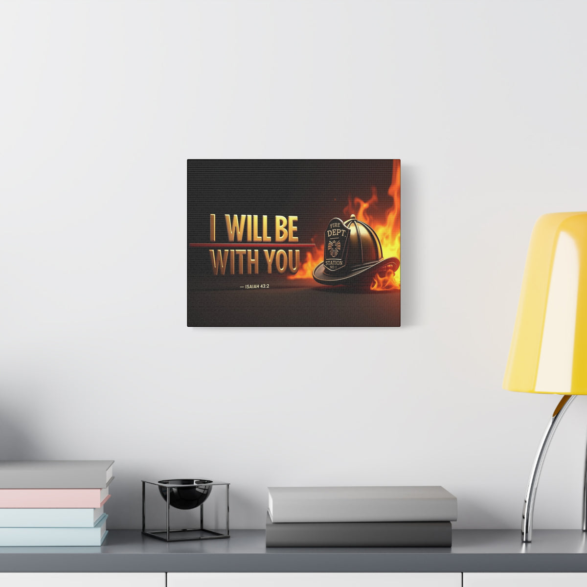 Scripture Walls Isaiah 43:2 Firefighter I Will Be With You Bible Verse Canvas Christian Wall Art Ready to Hang Unframed-Express Your Love Gifts