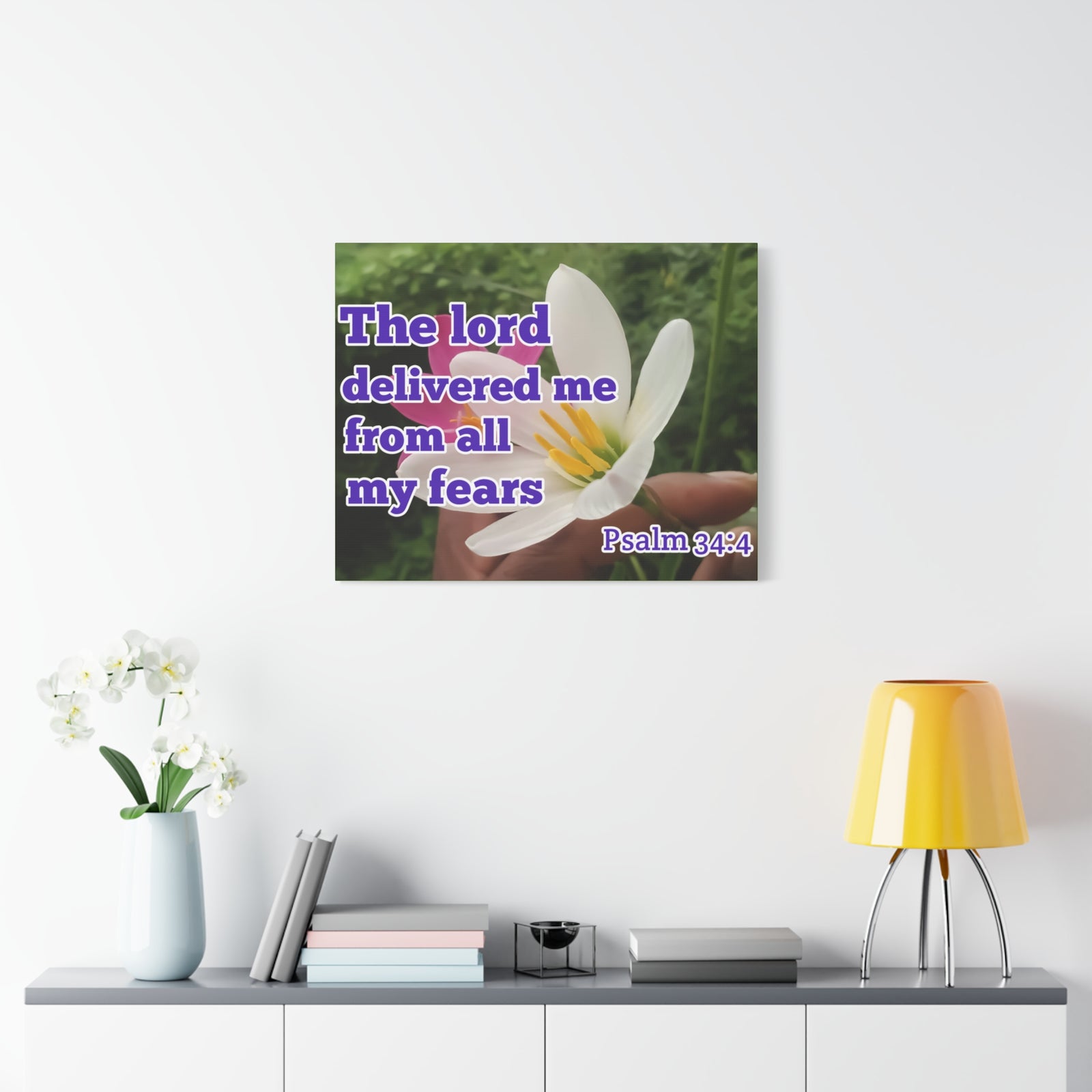 Scripture Walls The Lord Delivered Me Psalm 34:4 Bible Verse Canvas Christian Wall Art Ready to Hang-Express Your Love Gifts