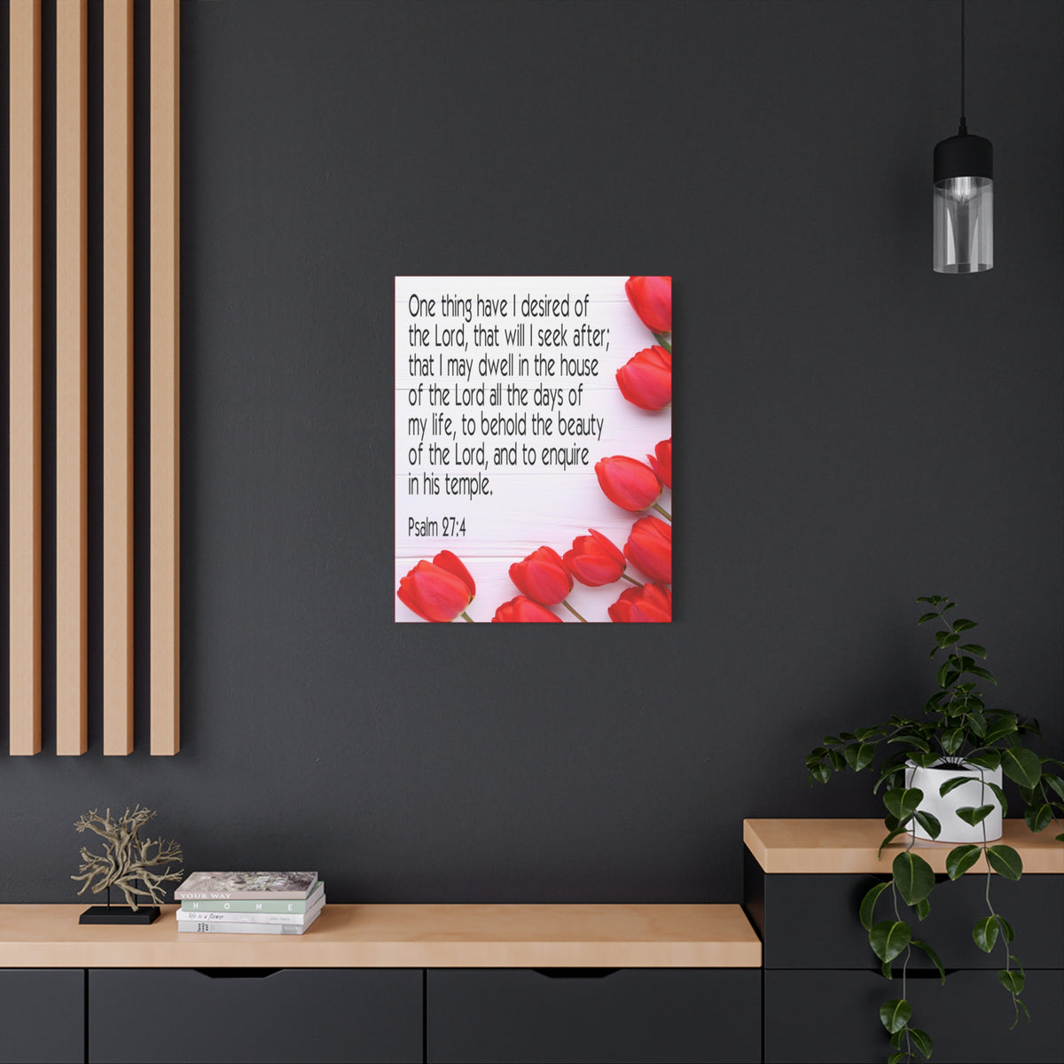 Scripture Canvas The Beauty of The Lord Psalm 27:4 Christian Wall Art Bible Verse Print Ready to Hang-Express Your Love Gifts