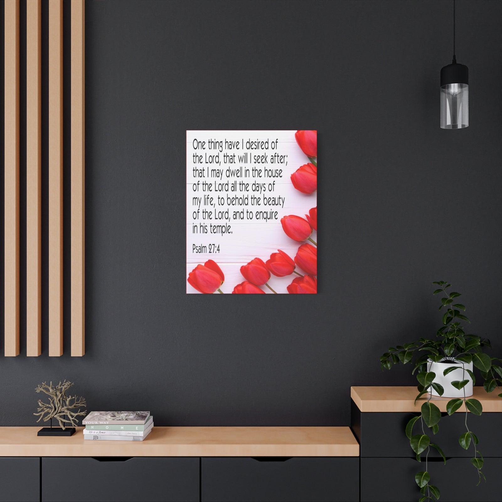Scripture Canvas The Beauty of The Lord Psalm 27:4 Christian Wall Art Bible Verse Print Ready to Hang-Express Your Love Gifts
