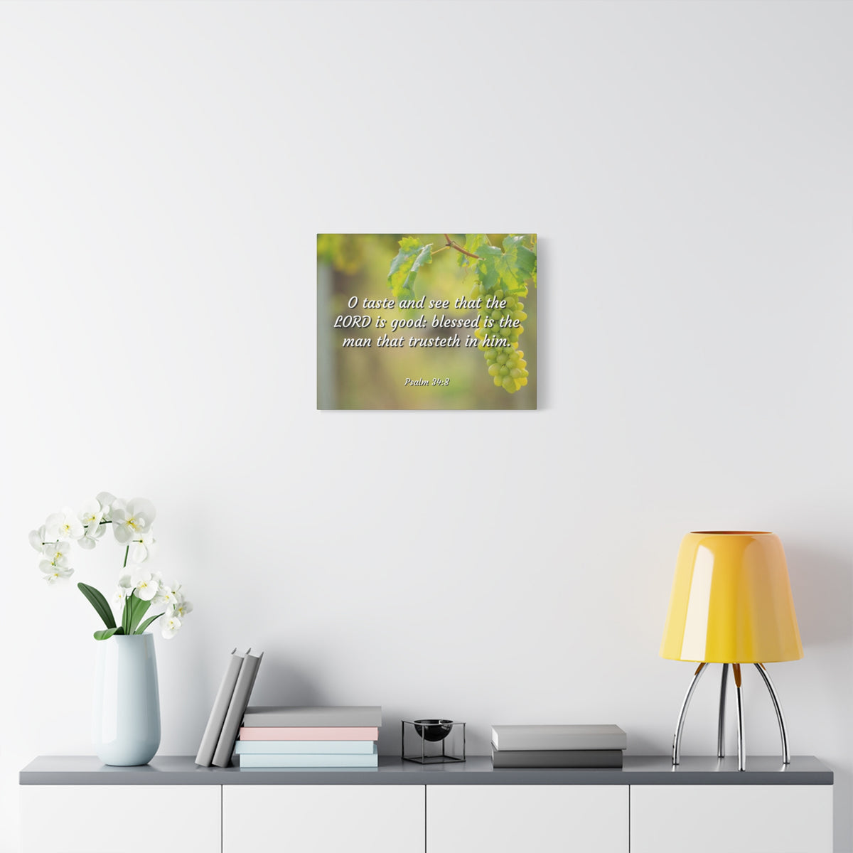 Scripture Canvas Lord Is Good Psalm 34:8 Christian Wall Art Bible Verse Print Ready to Hang-Express Your Love Gifts
