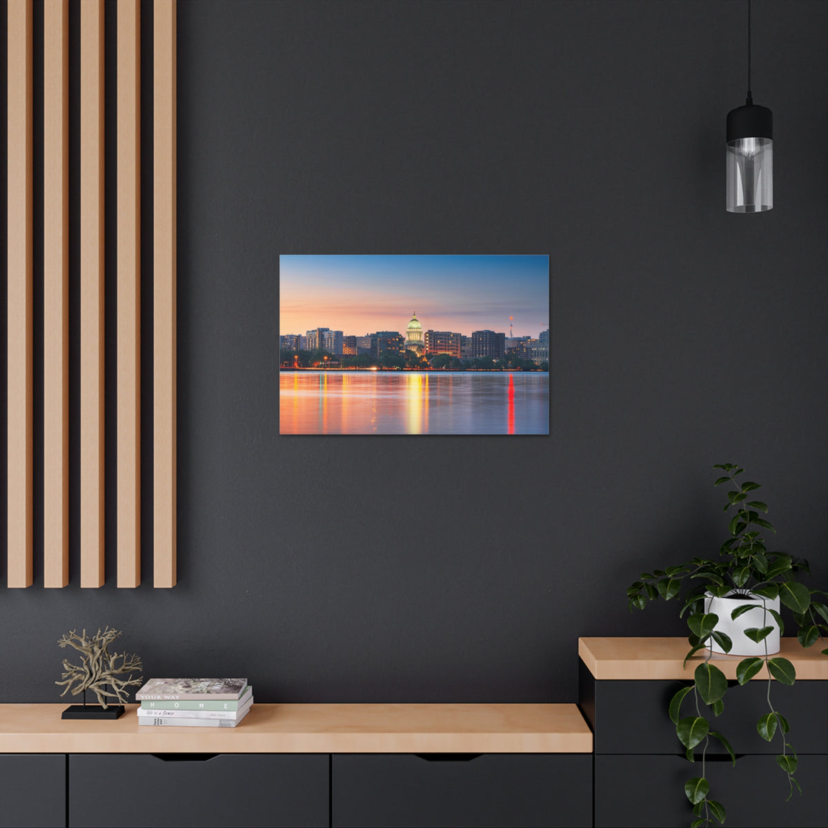 Madison Night Skyline Canvas Artwork High-Quality Breathtaking Stunning Cityscape for Home Decor Ready to Hang-Express Your Love Gifts
