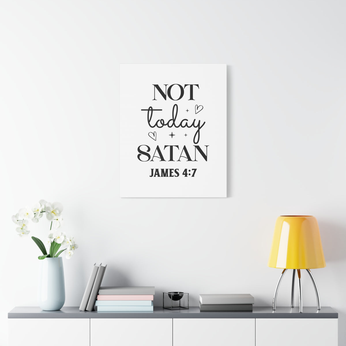 Scripture Walls James 4:7 Not Today Satan Bible Verse Canvas Christian Wall Art Ready to Hang Unframed-Express Your Love Gifts