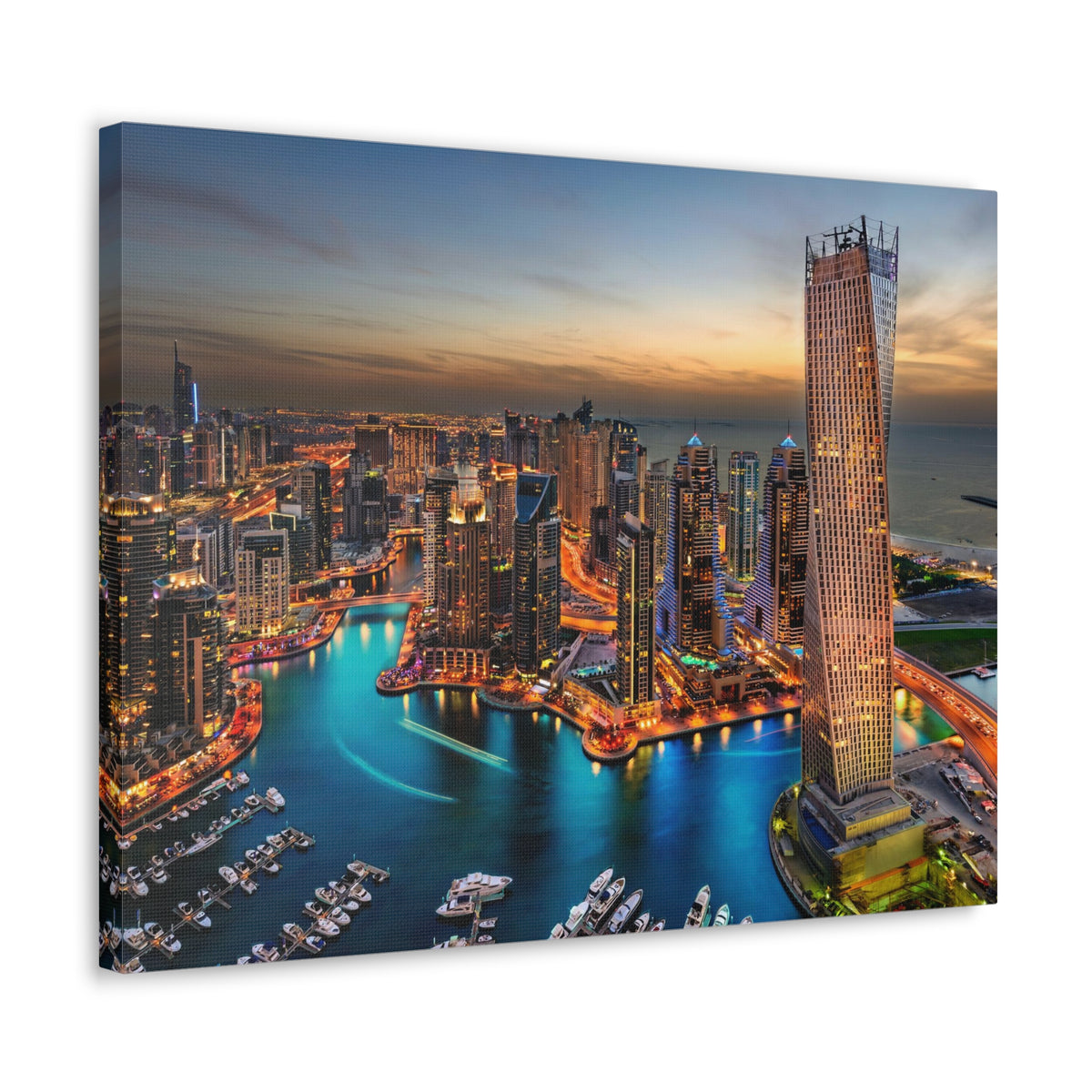 Dubai Night Skyline Canvas Artwork High-Quality Breathtaking Stunning Cityscape for Home Decor Ready to Hang-Express Your Love Gifts