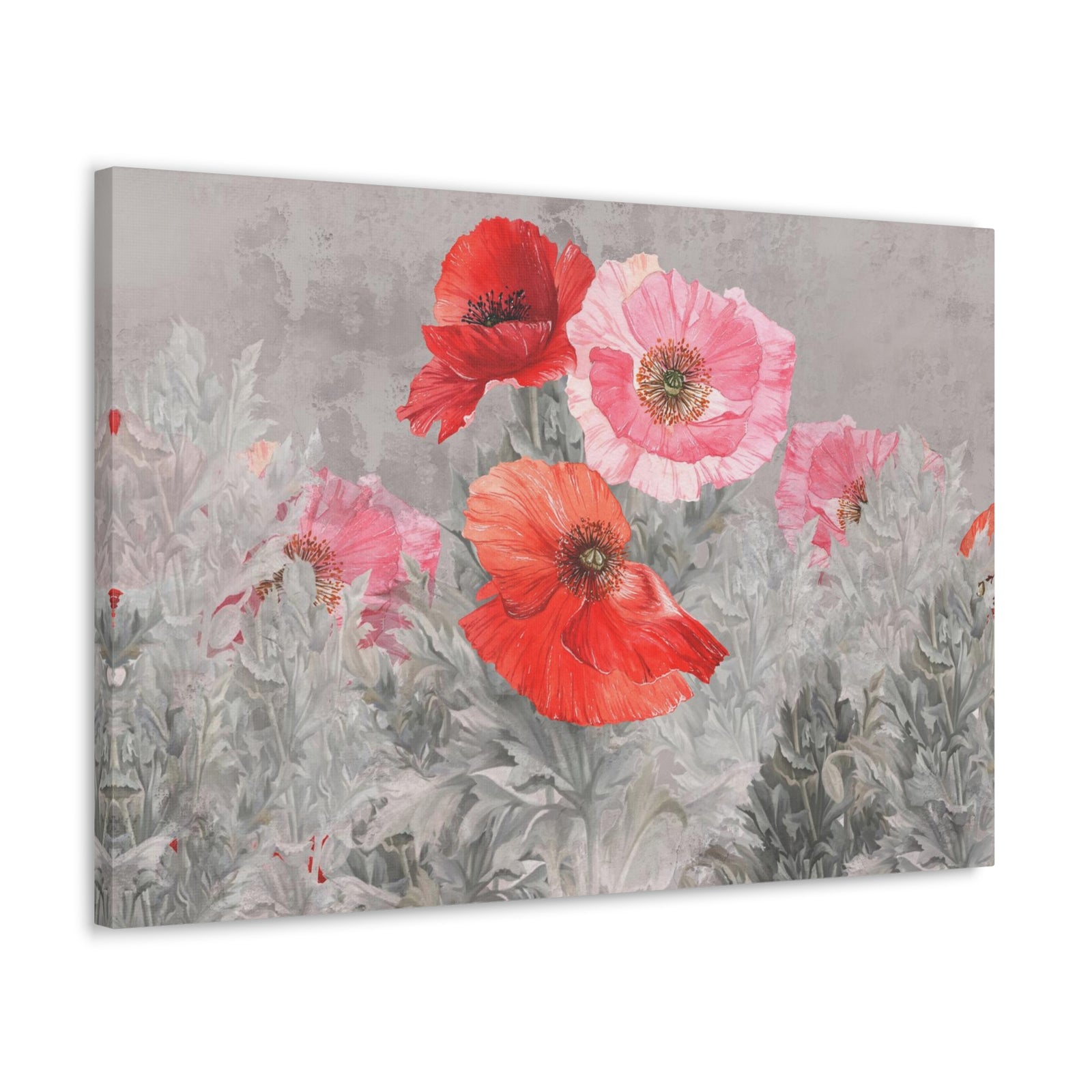Poppies Flowers Illustration Flower Canvas Wall Art for Home Decor Ready-to-Hang-Express Your Love Gifts
