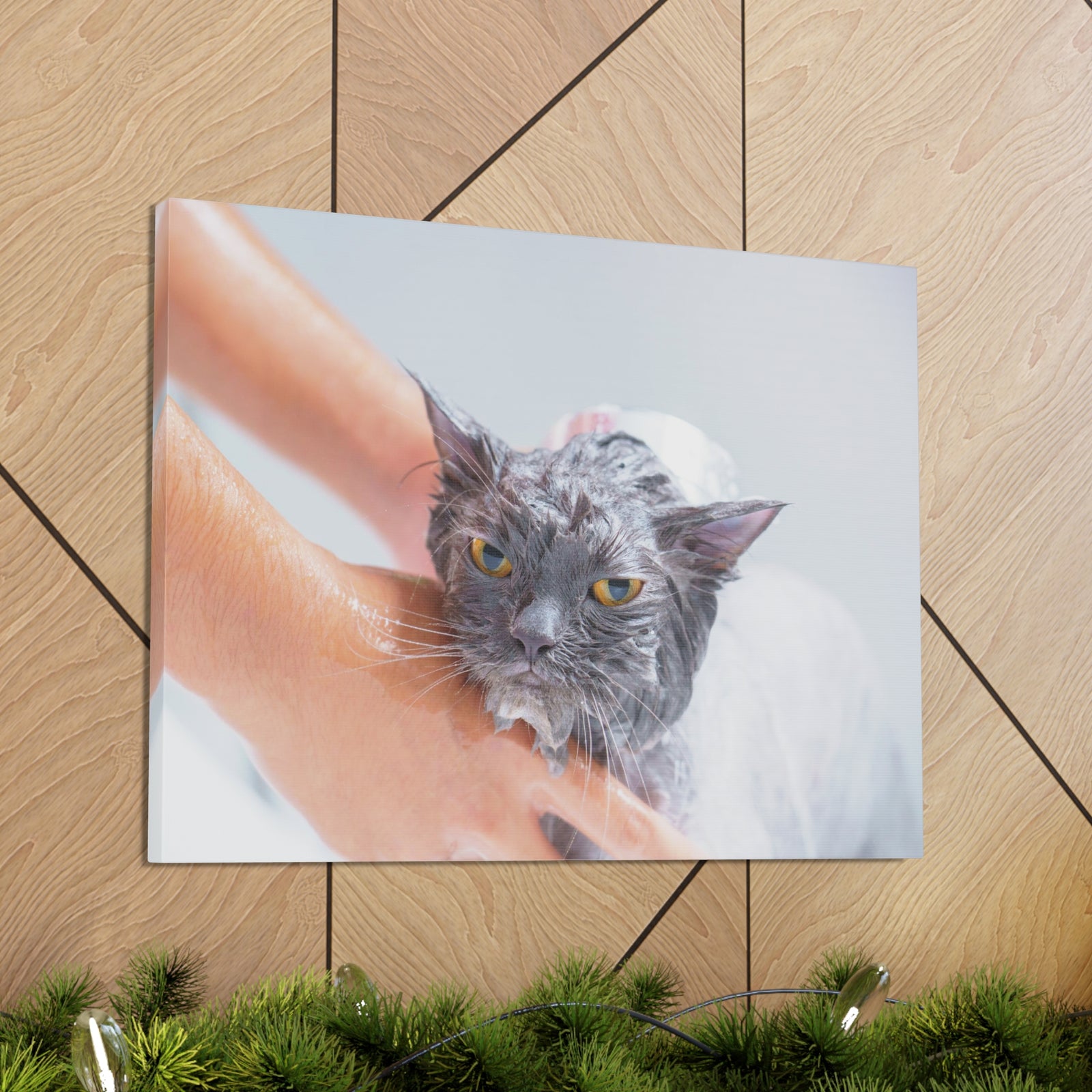 Cute Persian Cat Bath Canvas Wall Art for Home Decor Ready-to-Hang-Express Your Love Gifts