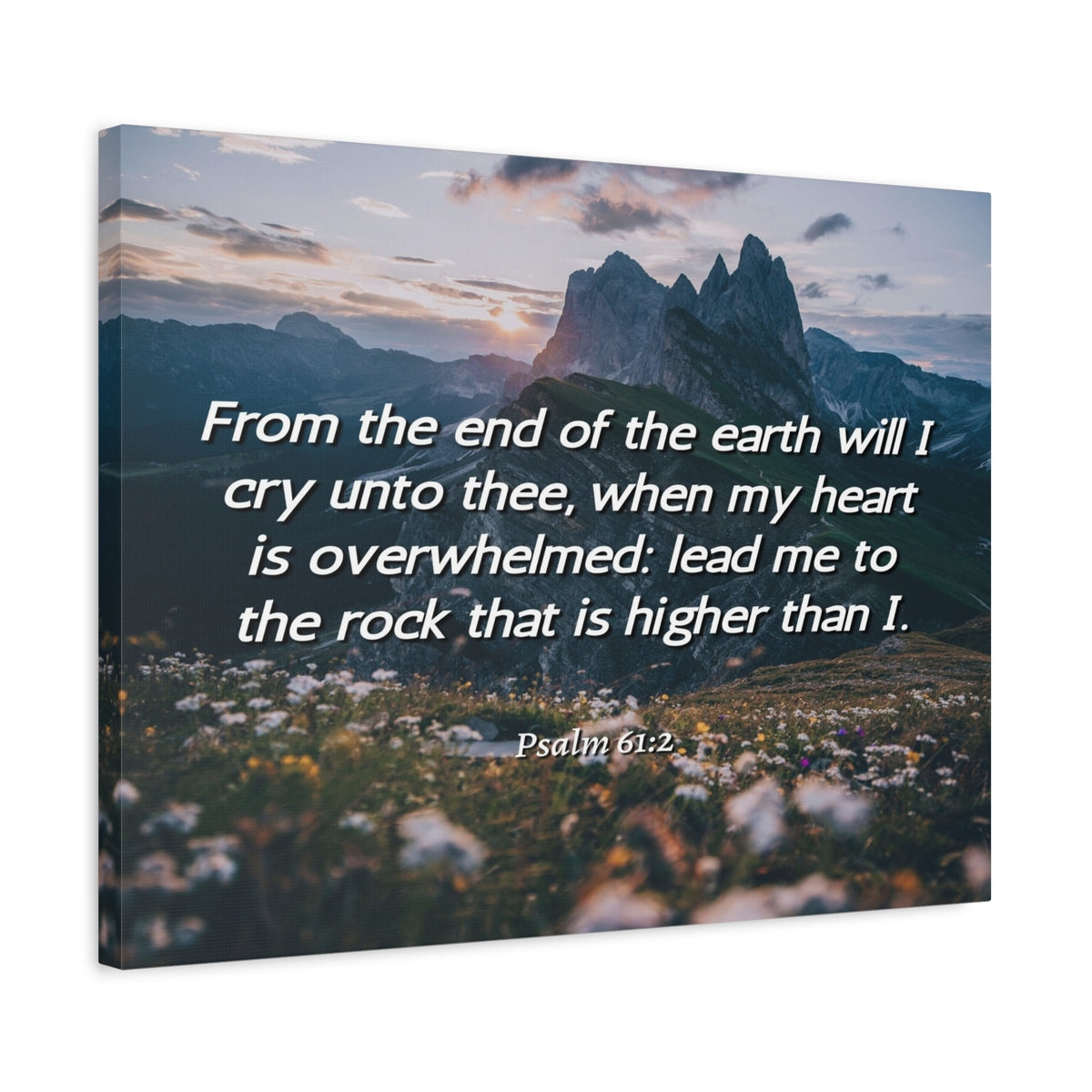 Scripture Canvas Heart Is Overwhelmed Psalms 61:2 Christian Wall Art Bible Verse Print Ready to Hang-Express Your Love Gifts