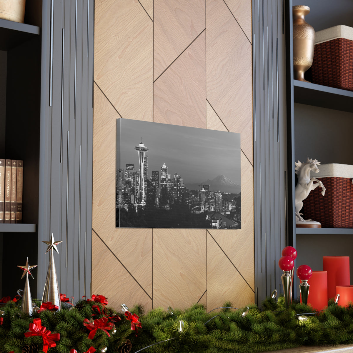 Seattle Black And White Skyline Canvas Artwork High-Quality Breathtaking Stunning Cityscape for Home Decor Ready to Hang-Express Your Love Gifts