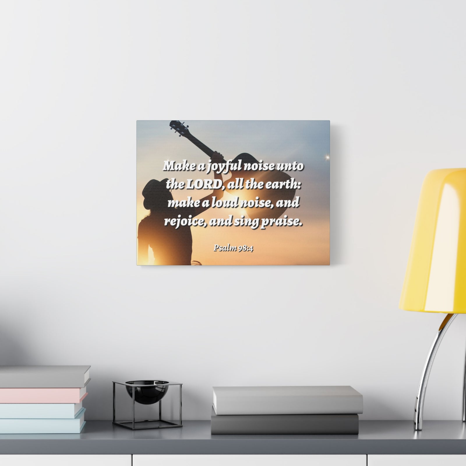 Scripture Canvas Sing Praise Psalm 98:4 Christian Wall Art Bible Verse Print Ready to Hang-Express Your Love Gifts