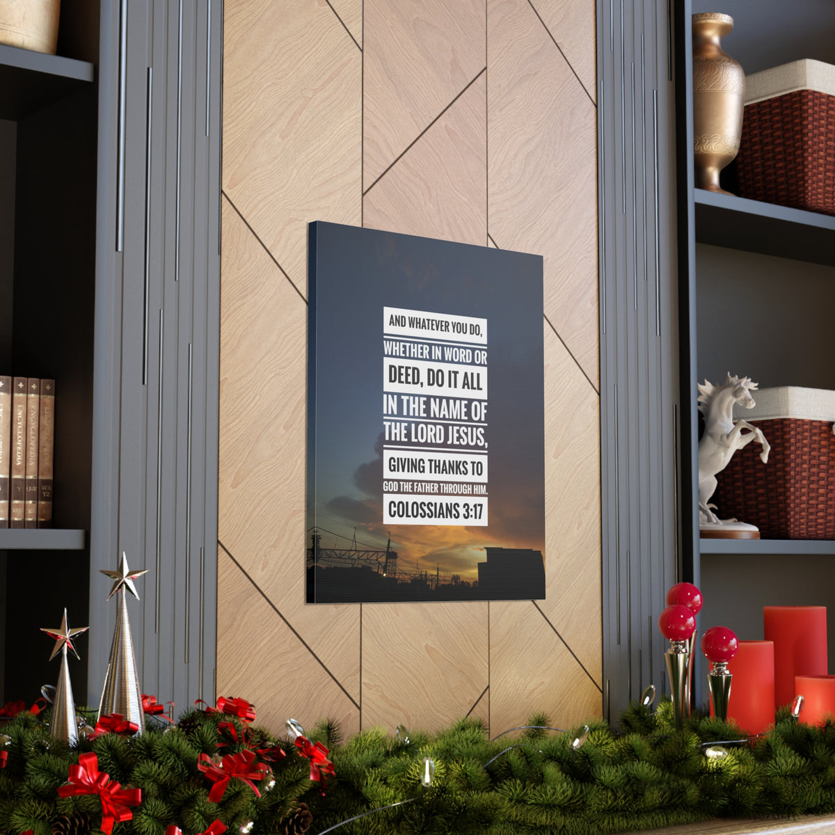Scripture Canvas Thanks To God The Father Colossians 3:17 Christian Wall Art Bible Verse Print Ready to Hang-Express Your Love Gifts