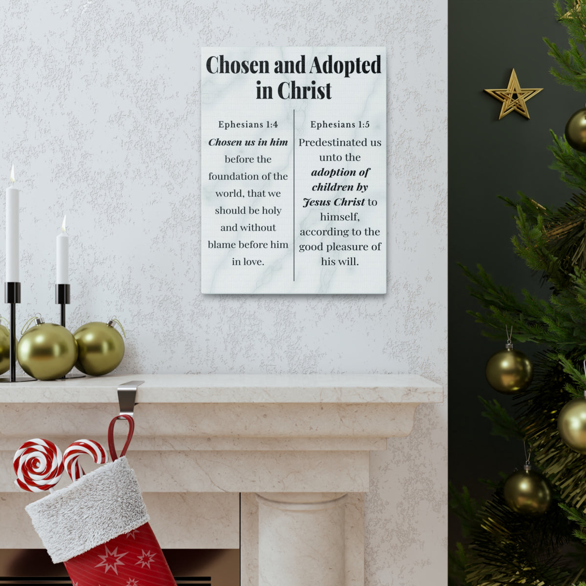 Scripture Walls Chosen and Adopted in Christ Ephesians 1:4-5 Bible Verse Canvas Christian Wall Art Ready to Hang Unframed-Express Your Love Gifts