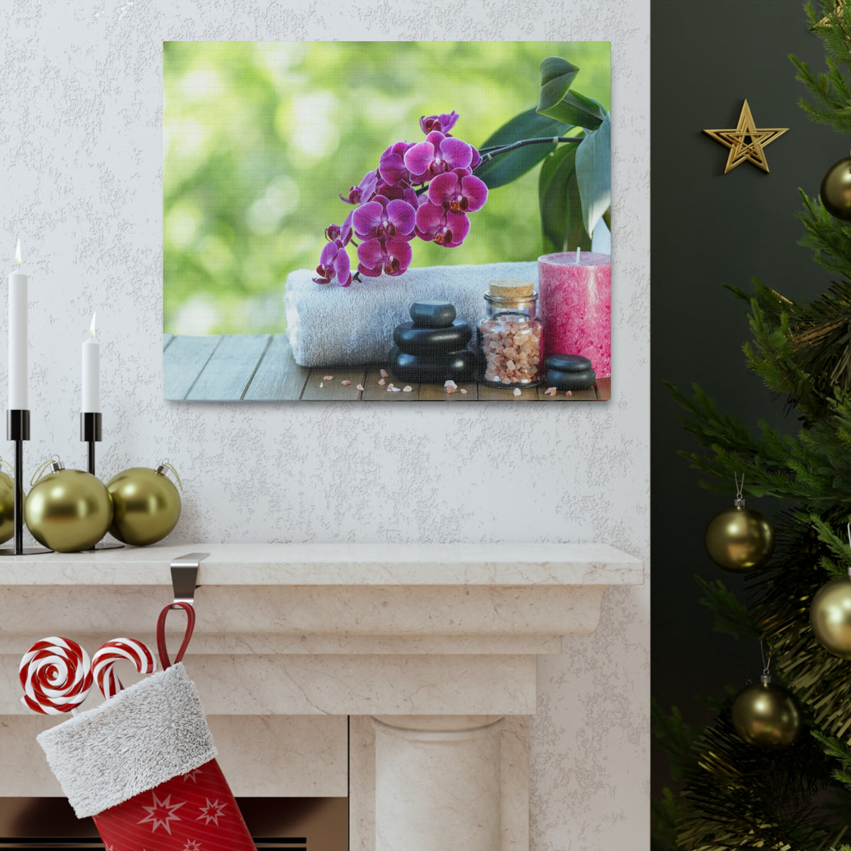 Spa Composition on Wooden Forest Floral Nature Photography Canvas Wall Art for Home Decor Ready-to-Hang-Express Your Love Gifts