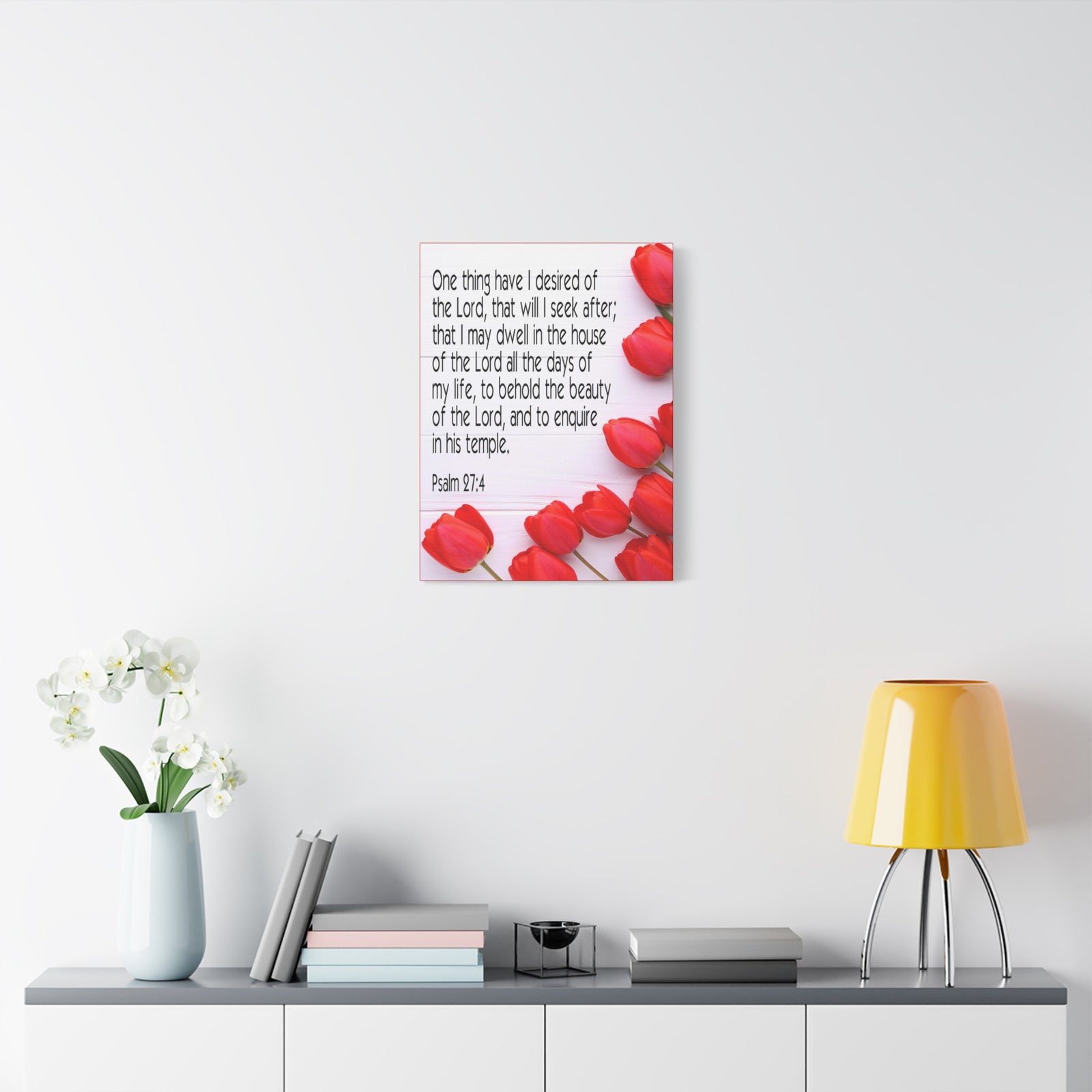 Scripture Canvas The Beauty of The Lord Psalm 27:4 Christian Wall Art Bible Verse Print Ready to Hang-Express Your Love Gifts