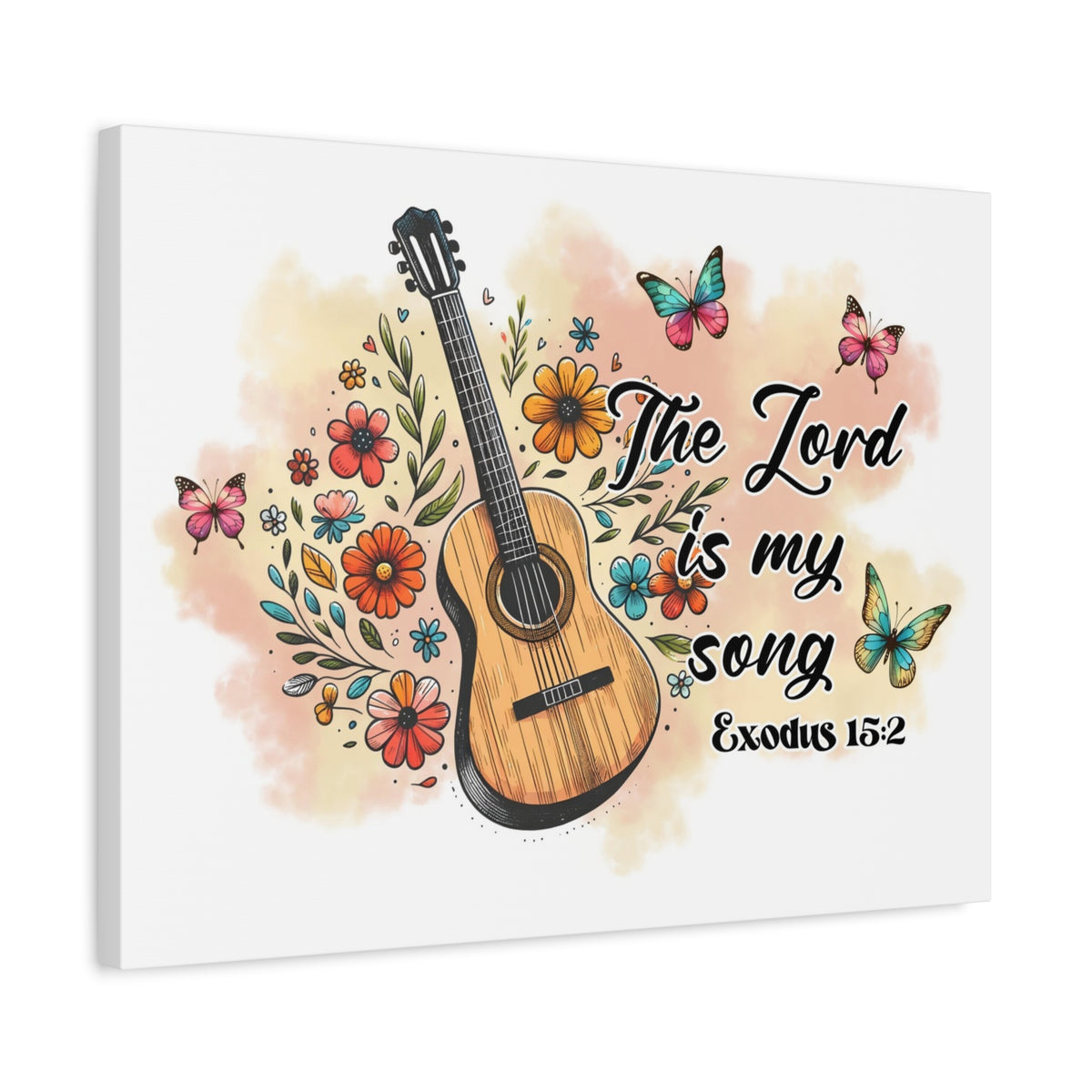 Scripture Walls Exodus 15:2 The Lord is My Song Bible Verse Canvas Christian Wall Art Ready to Hang Unframed-Express Your Love Gifts