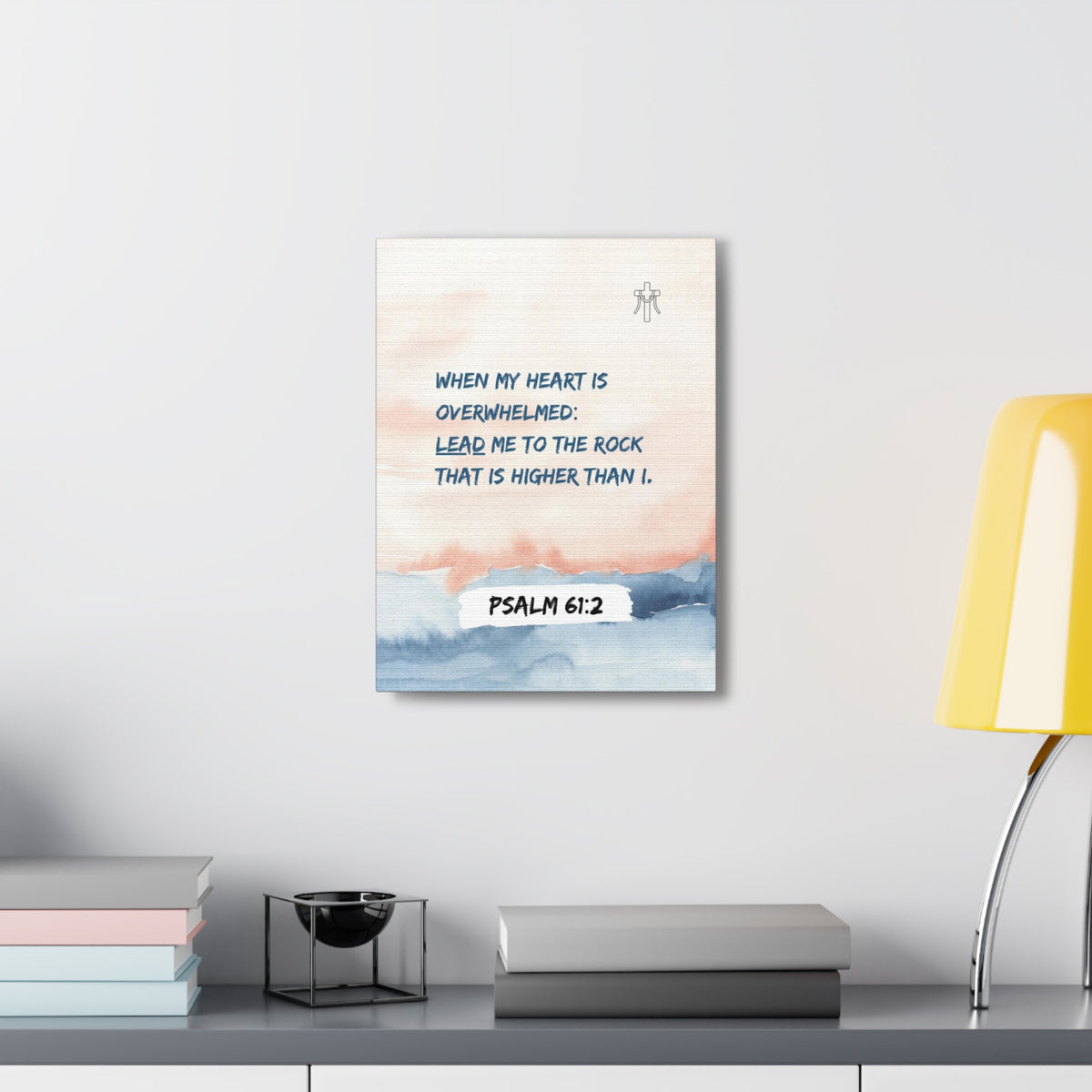 Scripture Walls Psalm 61:2 Lead Me to the Rock Bible Verse Canvas Christian Wall Art Ready to Hang Unframed-Express Your Love Gifts