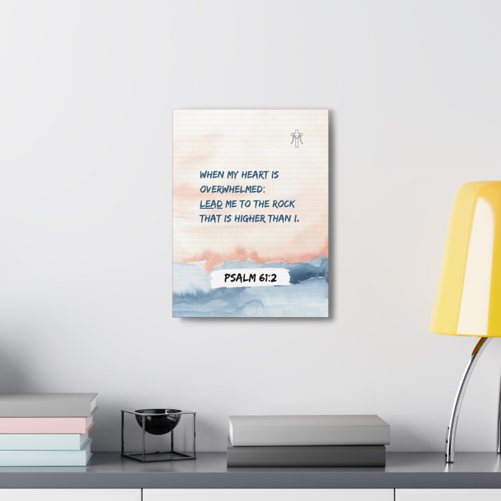 Scripture Walls Psalm 61:2 Lead Me to the Rock Bible Verse Canvas Christian Wall Art Ready to Hang Unframed-Express Your Love Gifts