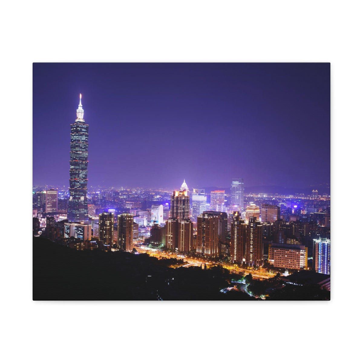 Taipei Night Skyline Canvas Artwork High-Quality Breathtaking Stunning Cityscape for Home Decor Ready to Hang-Express Your Love Gifts