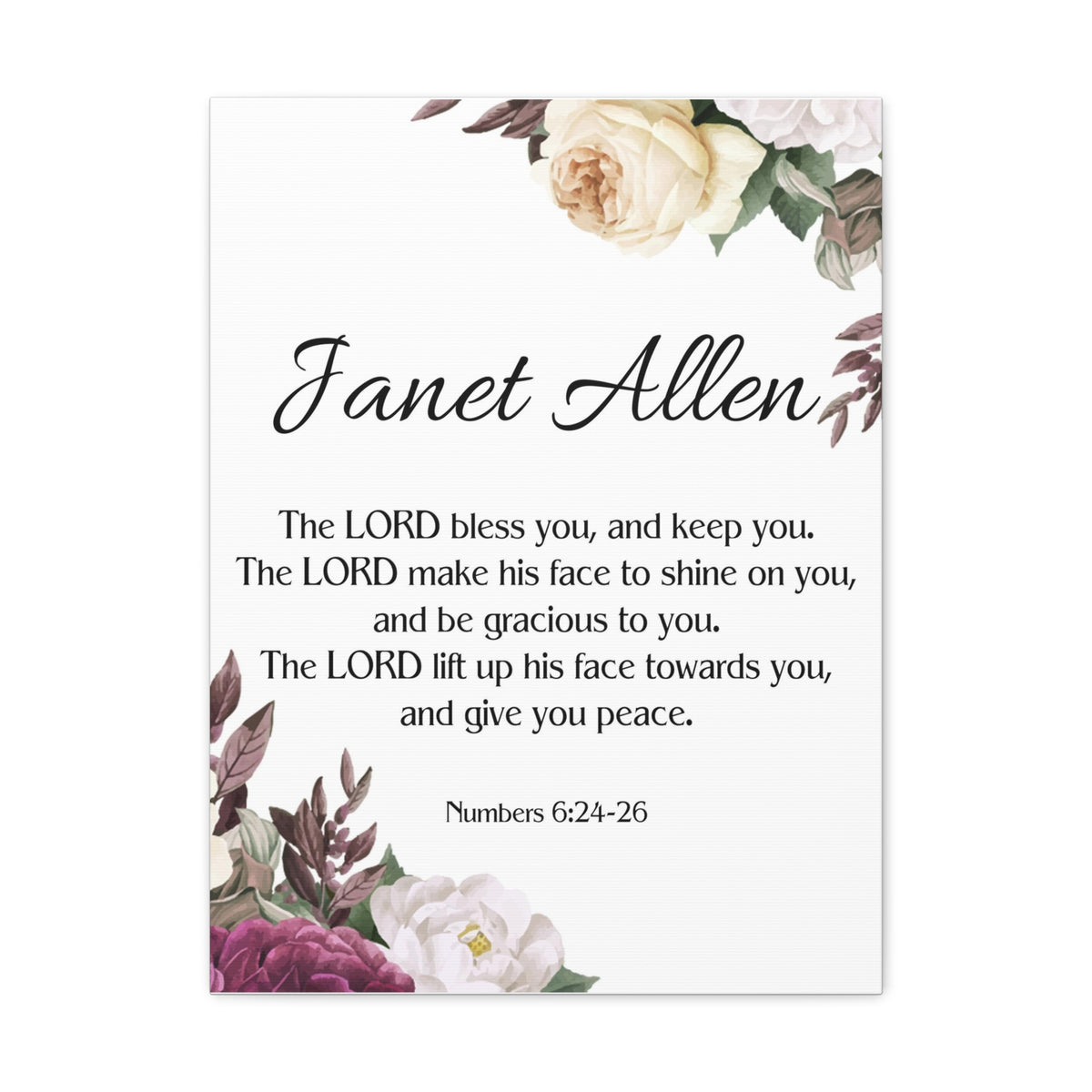Scripture Walls Personalized Numbers 6:24-26 Bible Chapter Canvas Christian Wall Art Ready to Hang-Express Your Love Gifts