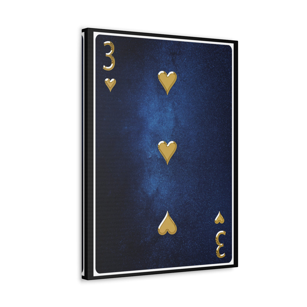 Three Of Hearts Space Background Playing Card Canvas Wall Art for Home Decor Ready-to-Hang-Express Your Love Gifts