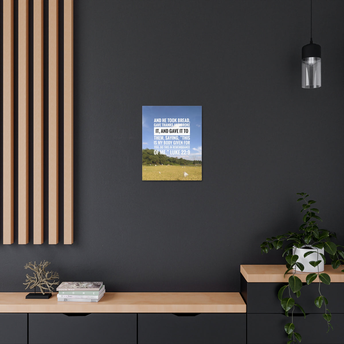 Scripture Canvas Gave Thanks Luke 22:9 Christian Wall Art Bible Verse Print Ready to Hang-Express Your Love Gifts