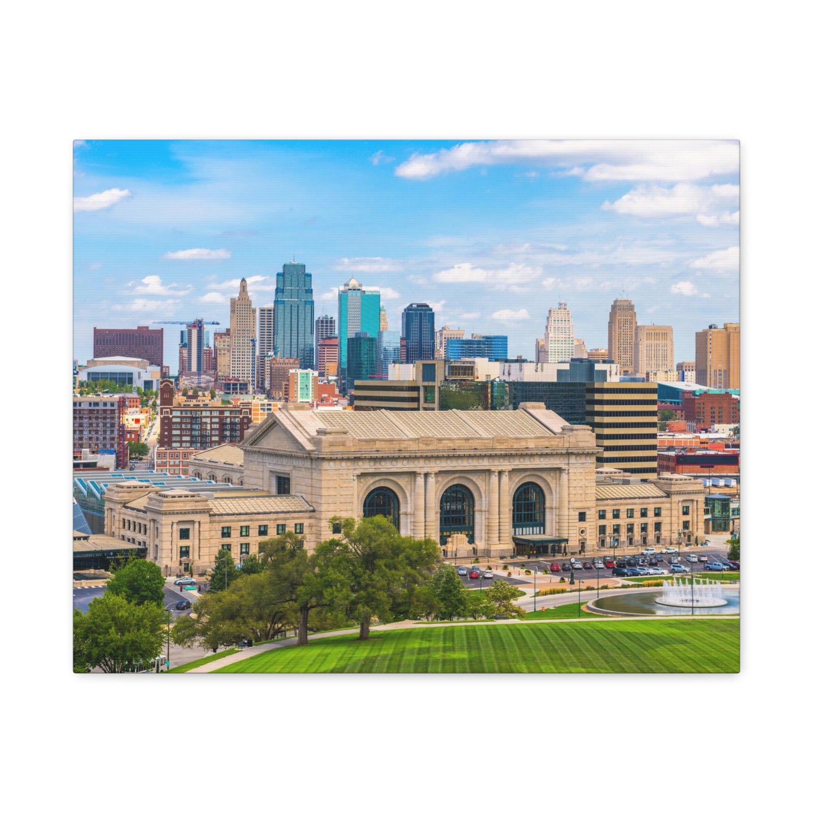 Kansas City Daytime Skyline Canvas Artwork High-Quality Breathtaking Stunning Cityscape for Home Decor Ready to Hang-Express Your Love Gifts